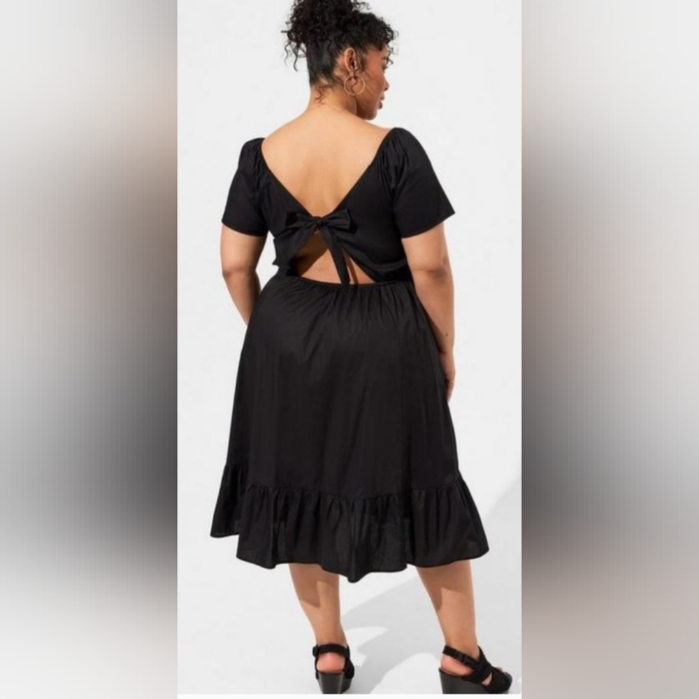 Torrid- NWOT Elegant Black Midi Dress with Ruffle Hem - Picture 6 of 12